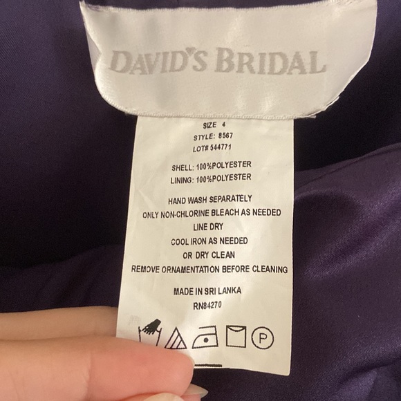 David’s Bridal strapless silky dress with broach - Picture 7 of 9